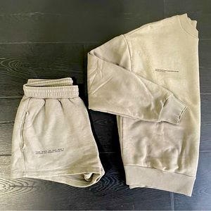 Pangaia sweatshirt + shorts set in grey, size XS